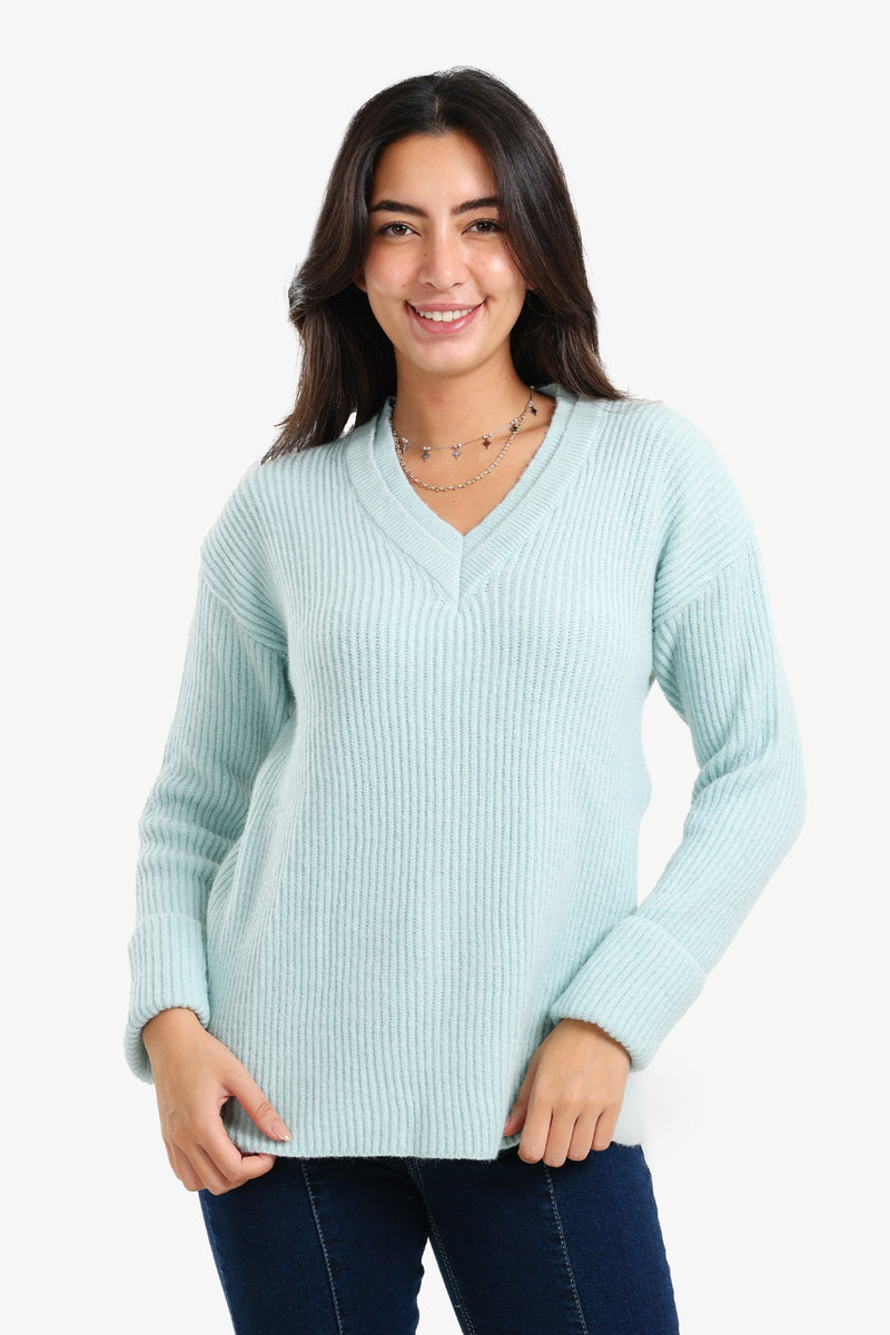 Carina - Ribbed V-Neck Pullover