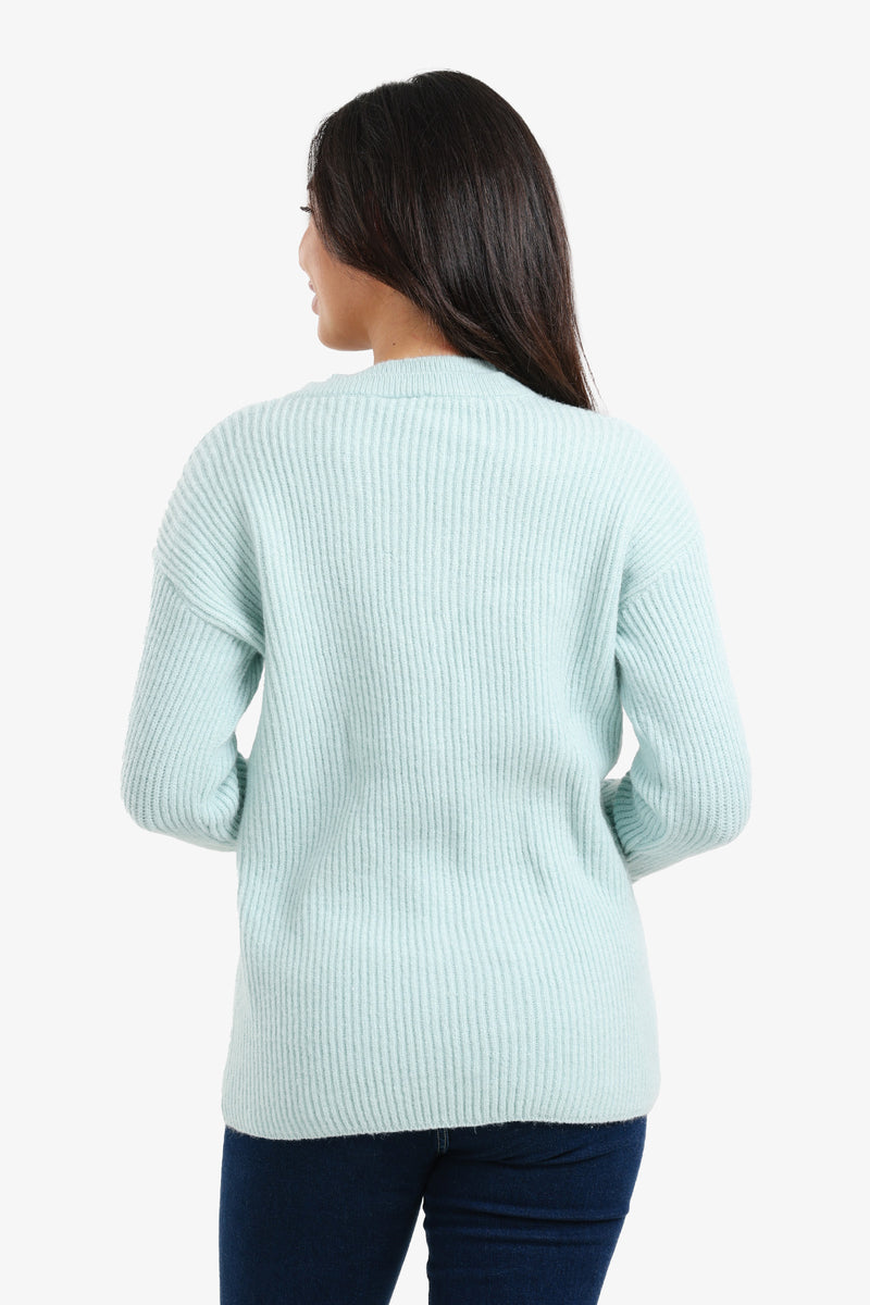Carina - Ribbed V-Neck Pullover