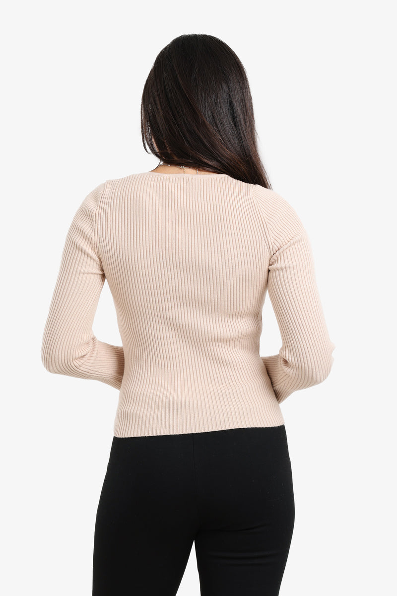 Carina - Square-Neck Ribbed Pullover