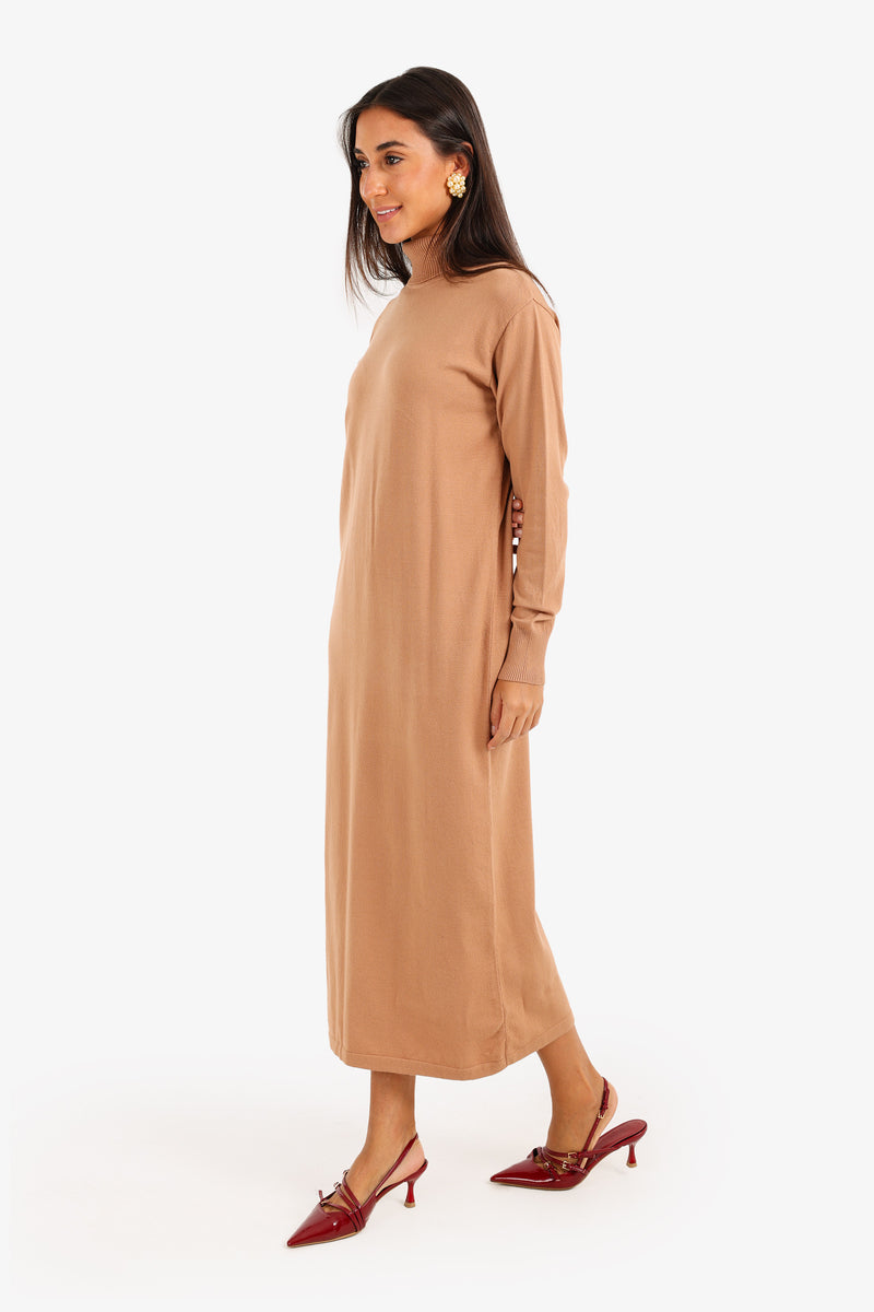 Carina - Knit Turtle Neck Midi Dress