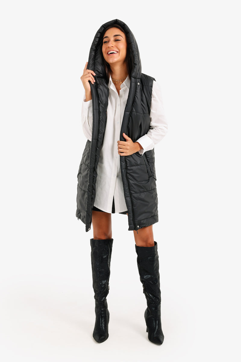Carina - Hooded Long Puffer Vest