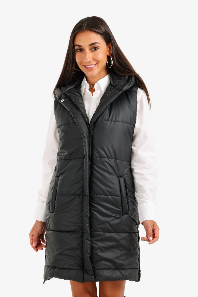Carina - Hooded Long Puffer Vest
