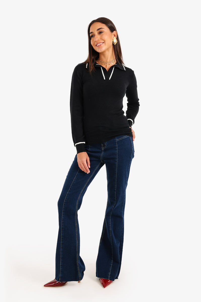 Carina - Contrast Panel Knit Pullover