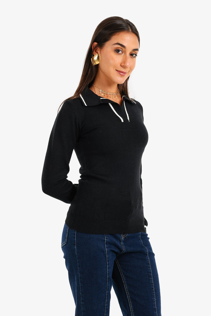 Carina - Contrast Panel Knit Pullover