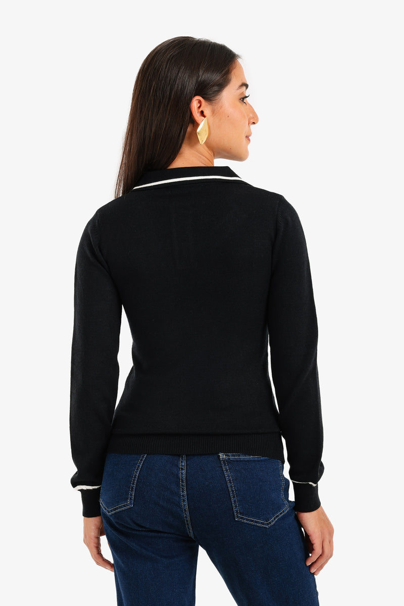 Carina - Contrast Panel Knit Pullover