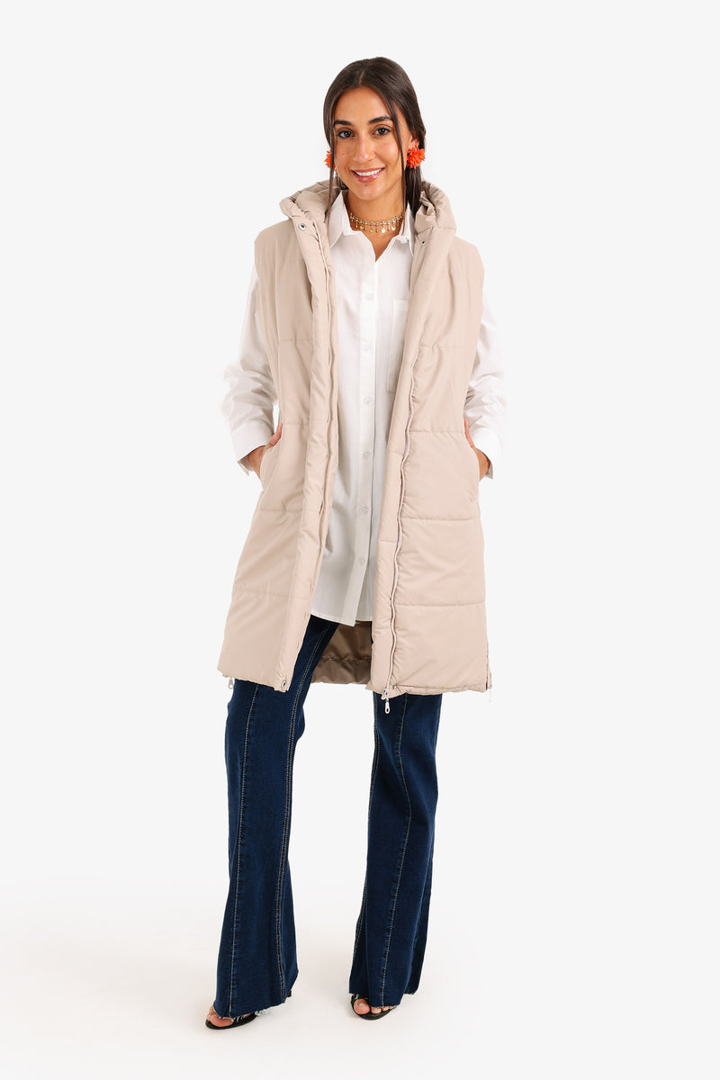 Carina - Hooded Long Puffer Vest