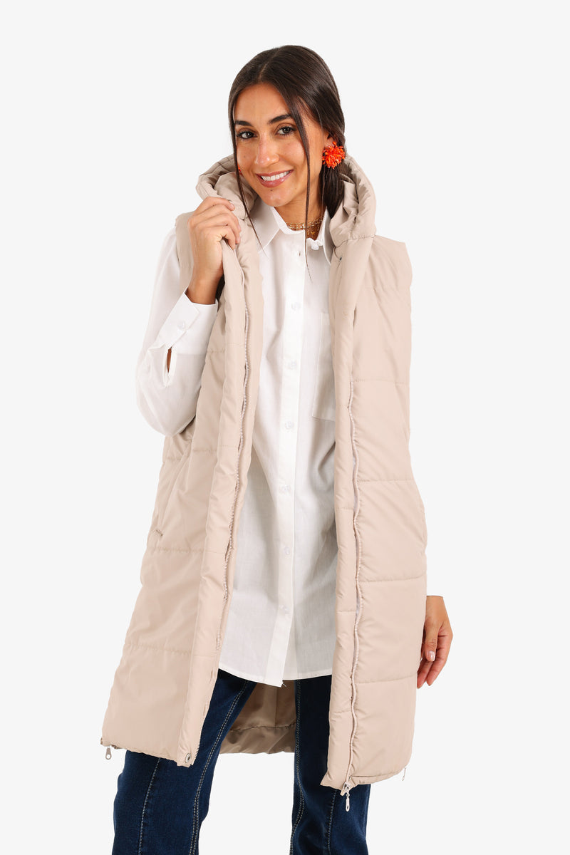 Carina - Hooded Long Puffer Vest