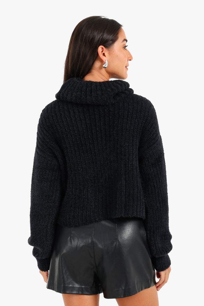 Carina - Cropped Cowl Neck Pullover