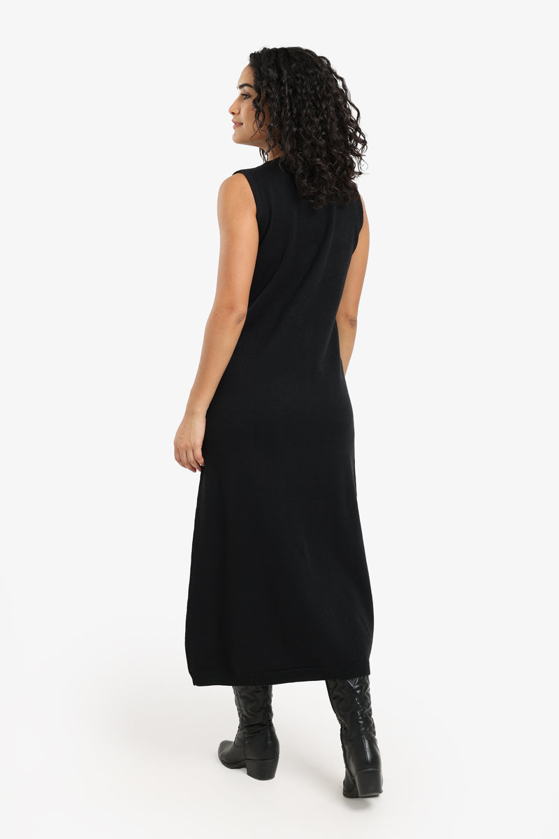 Carina - Knitted Solid Sleeveless Dress