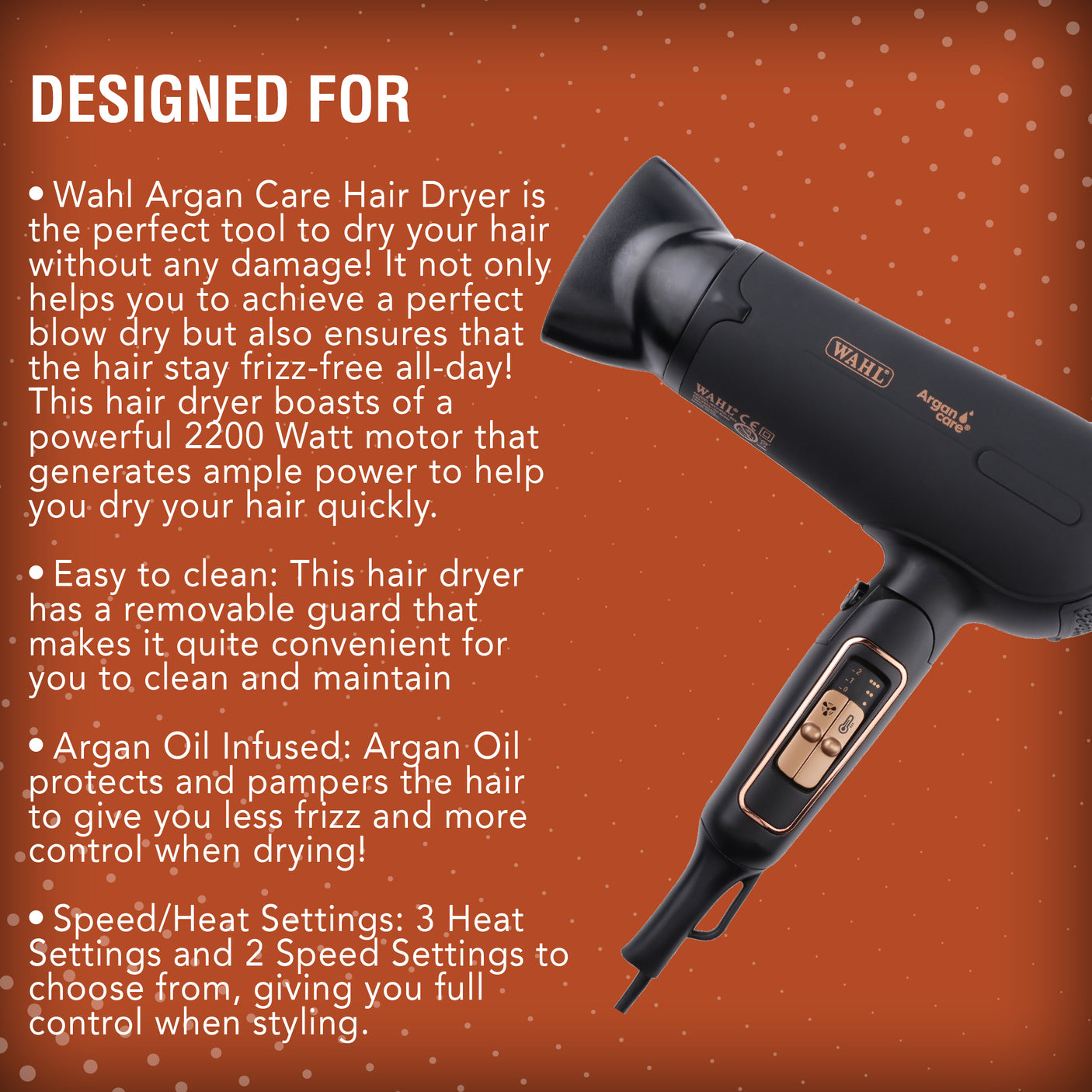 Wahl - Lightweight and powerful hair dryer for quick drying