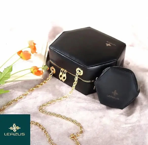 Leazus - Leather bag for women - Hexa black