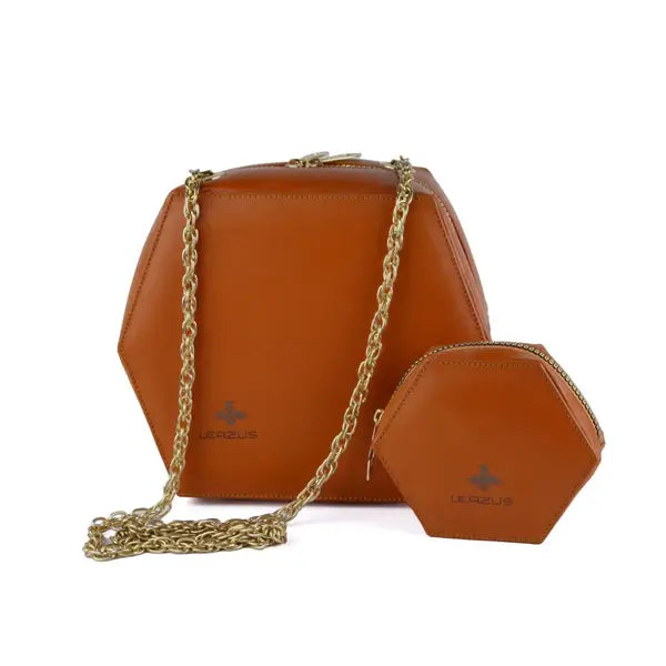 Leazus - Leather bag for women - Hexa Orange