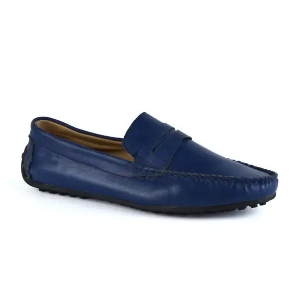 Leazus - LEATHER MOCCASIN SHOES - M500 BLUE