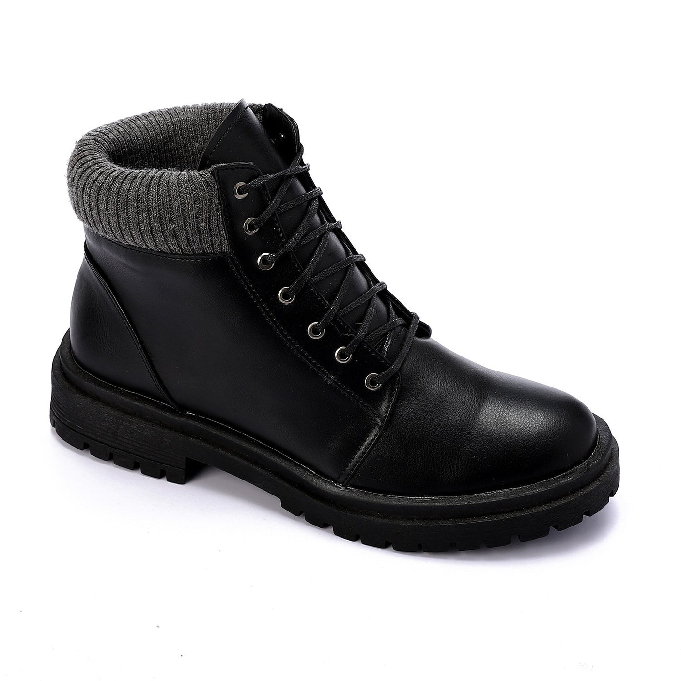 حذاء نصف بوت جلدي Xo Style - أسود