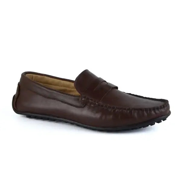 Leazus - LEATHER MOCCASIN SHOES - M500 BROWN