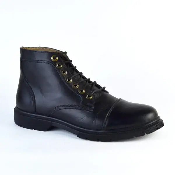 Leazus - Leather Derby Halfboot - 9001 Black