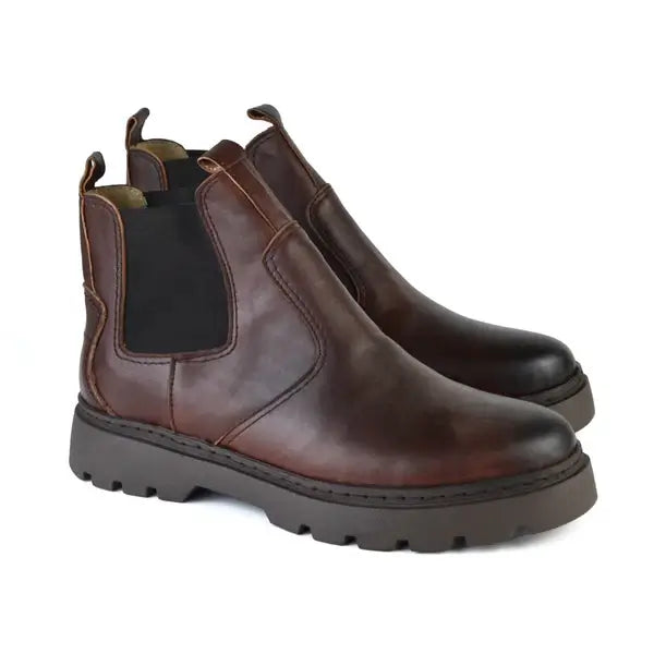 Leazus - Leather Chunky Boot - 4001 BROWN