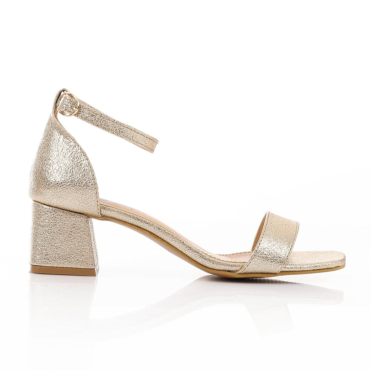 XO - French Lacquer Leather Peep Toe High Heel Sandals, gold Chunky Heels For Summer, Women