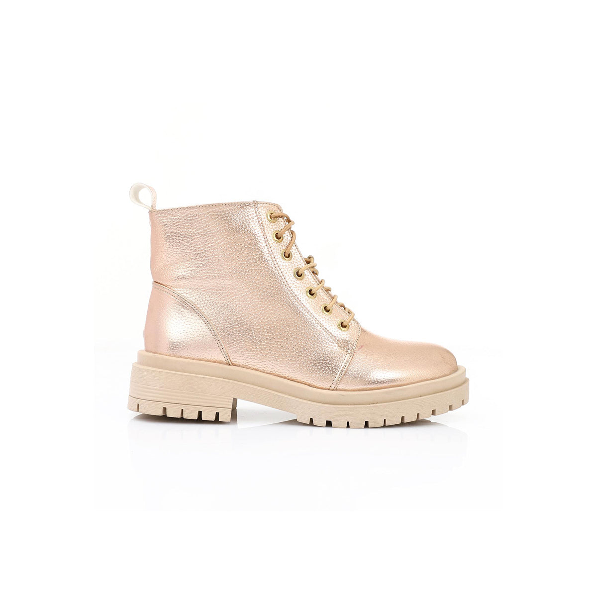 XO Style - Leather Ankle Boot - Gold for women