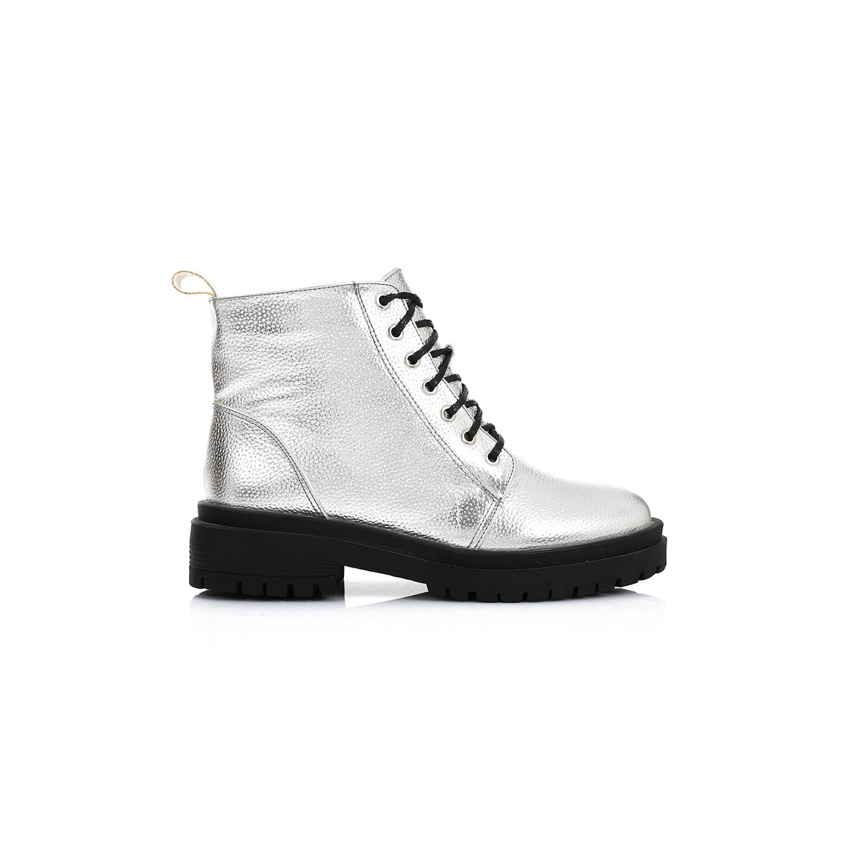 XO Style - Leather Ankle Boot - Silver for women