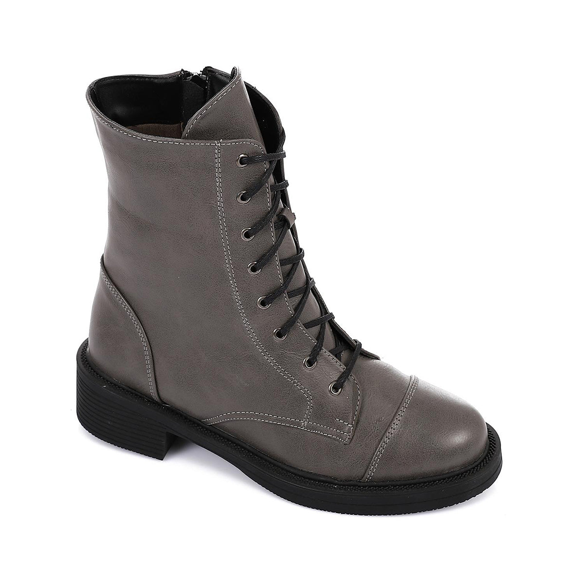 XO - Leather Ankle Boot -  Gray