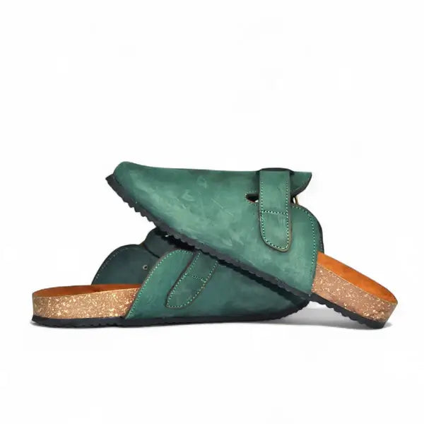 Leazus - Leather SnapClog - Olive Green