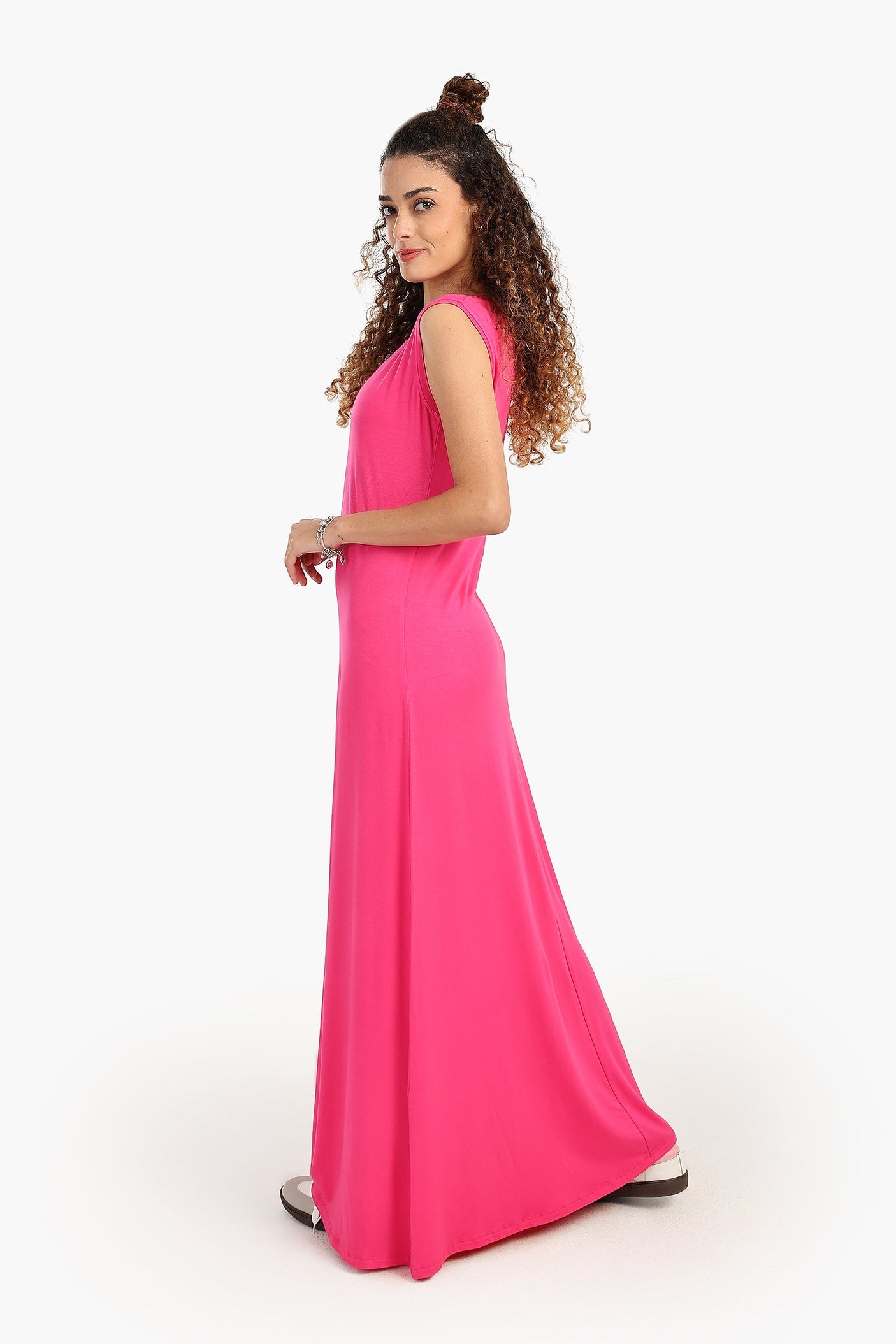 كارينا - فستان فيسكوز بنمط سادة