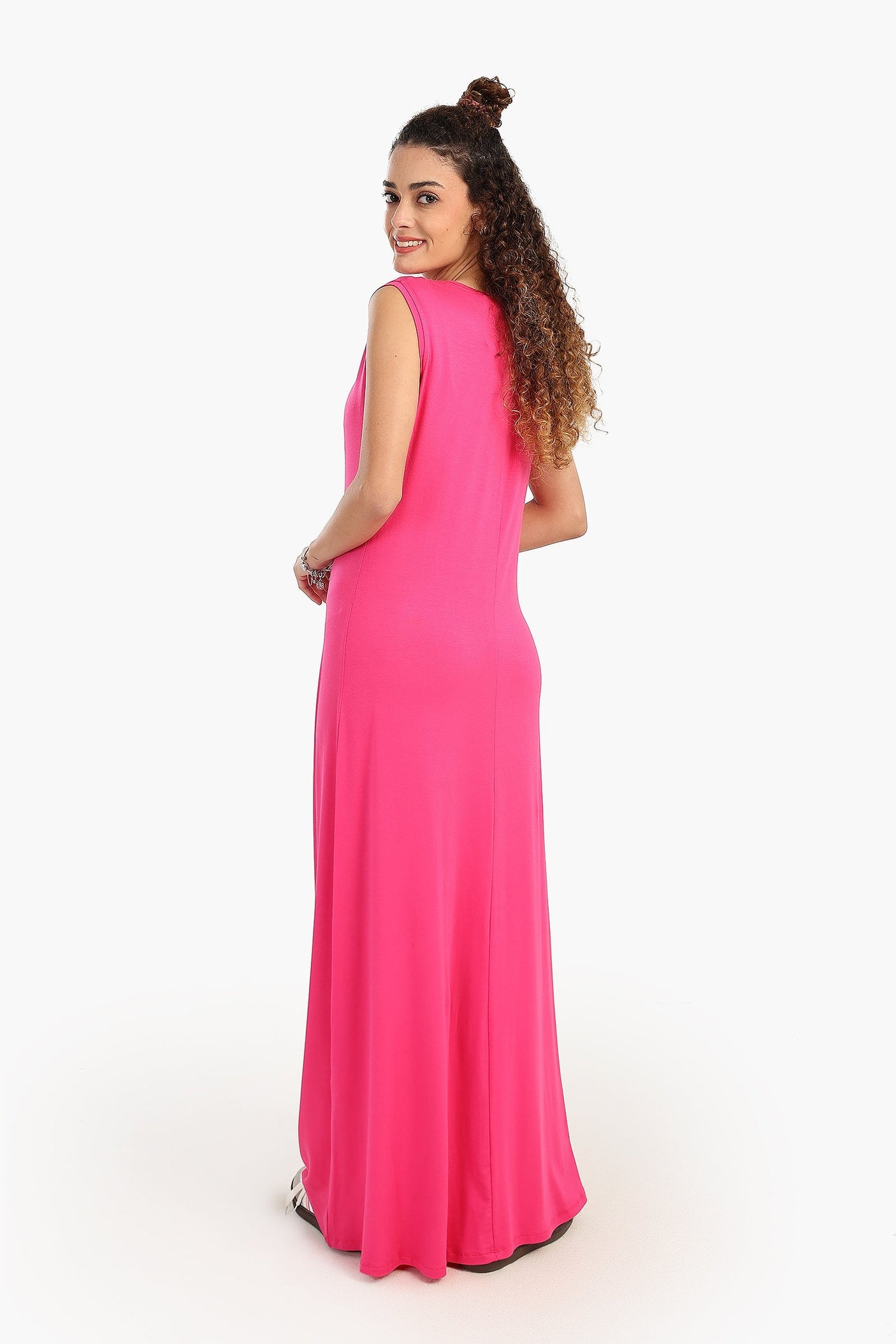 كارينا - فستان فيسكوز بنمط سادة