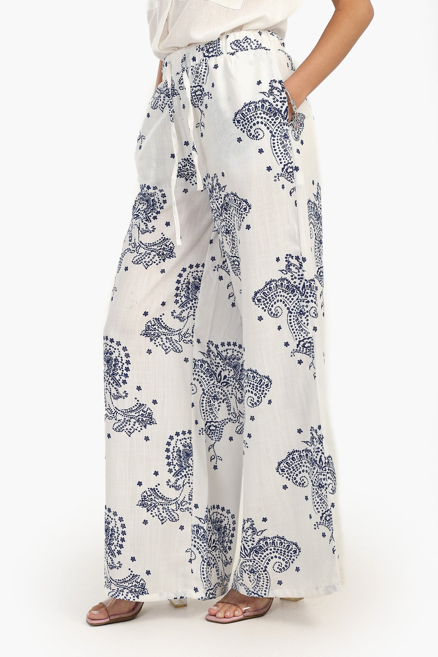 كارينا - بنطلون بطبعة زرقاء