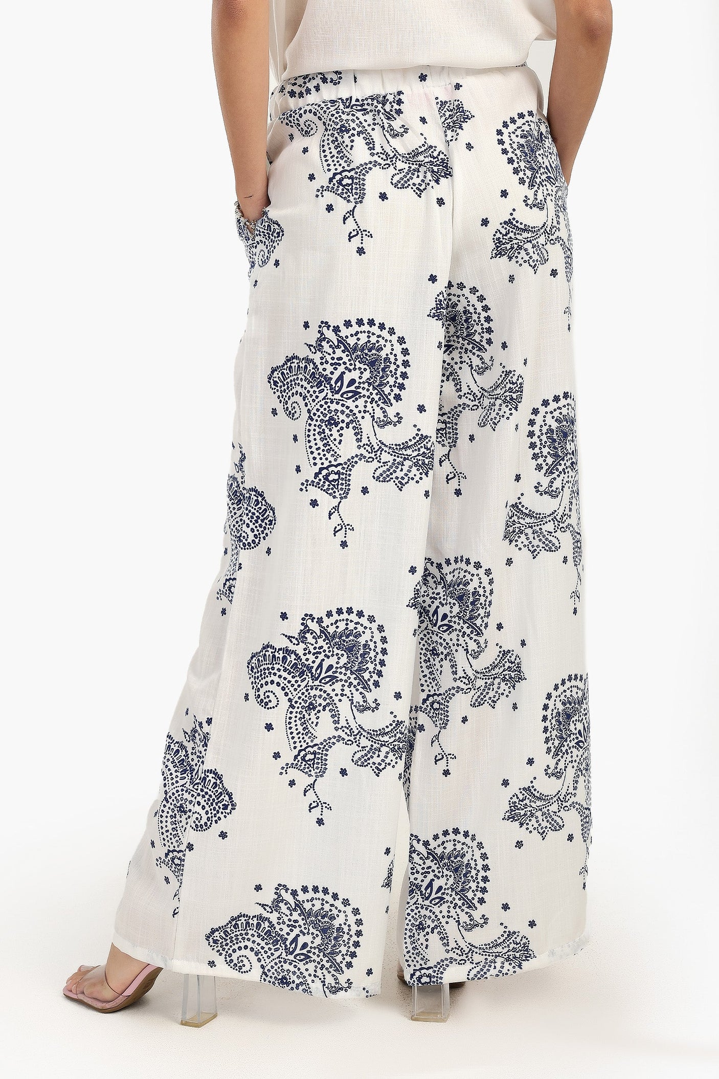 كارينا - بنطلون بطبعة زرقاء