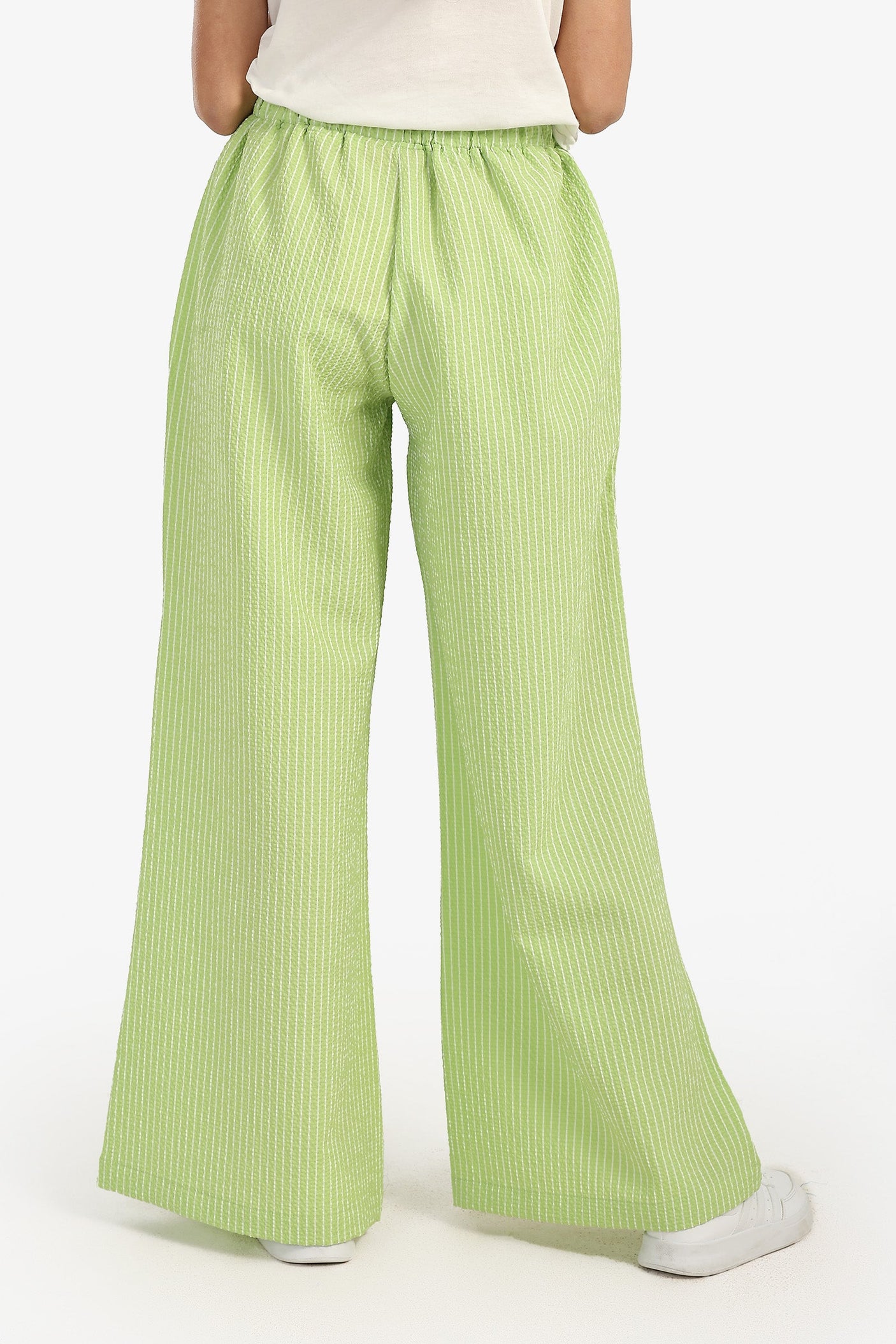 كارينا - بنطال مخطط مريح واسع الساق