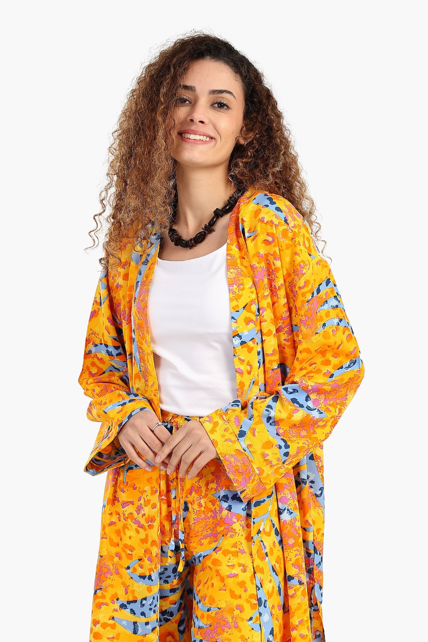 Carina - Printed Cardigan with Side Slits