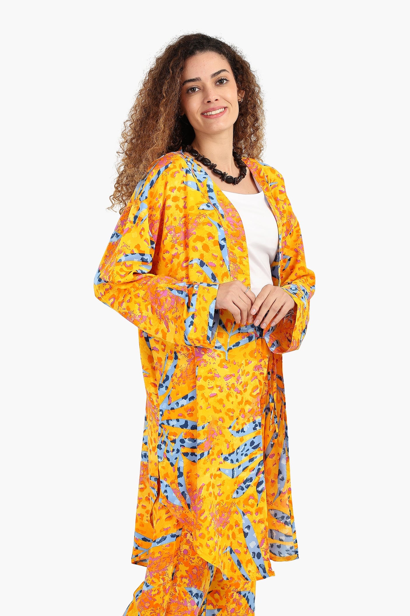 Carina - Printed Cardigan with Side Slits