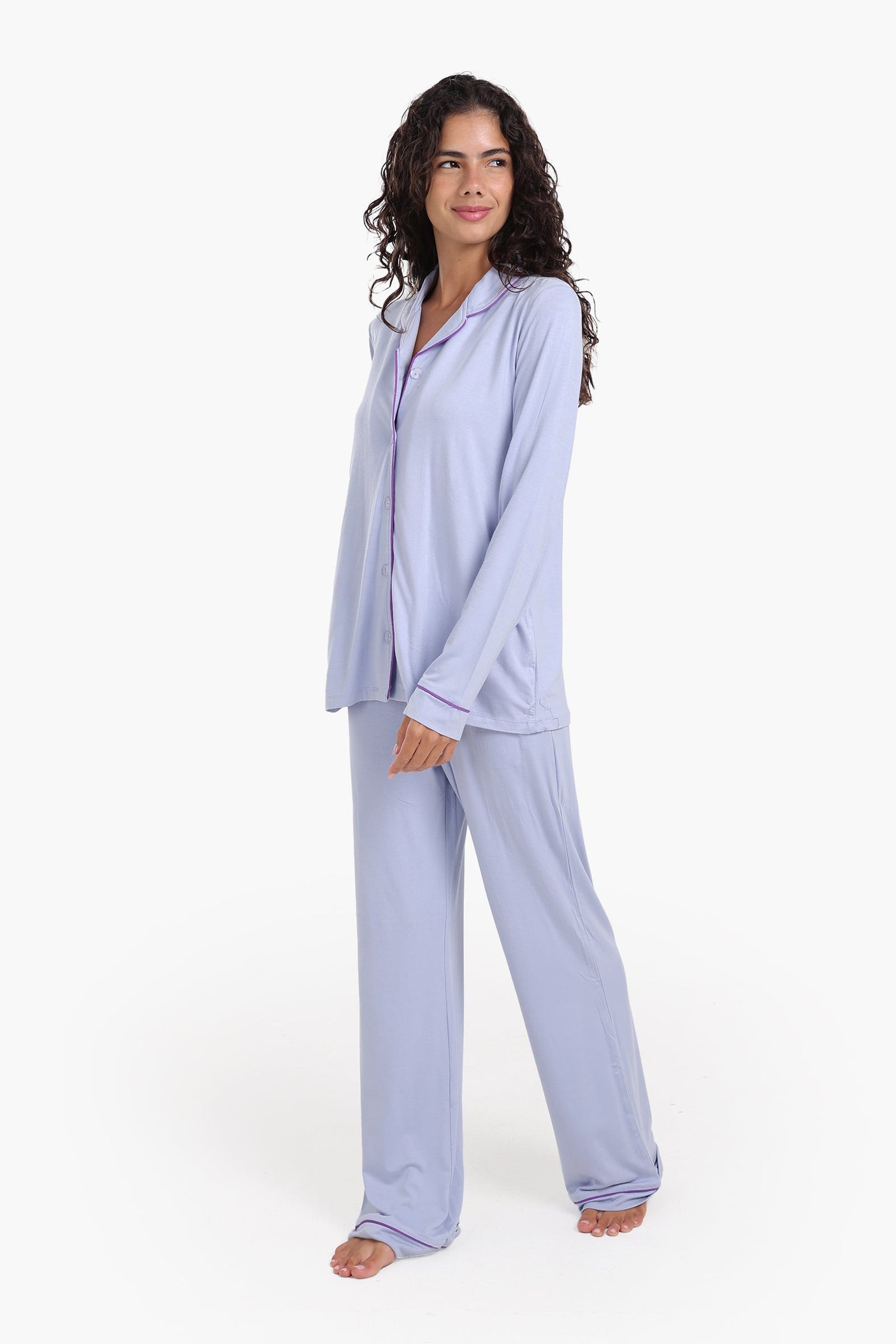 كارينا - طقم بيجامة بأنابيب فيسكوز متباينة