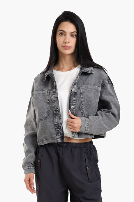 Clue - Cropped Denim Jacket