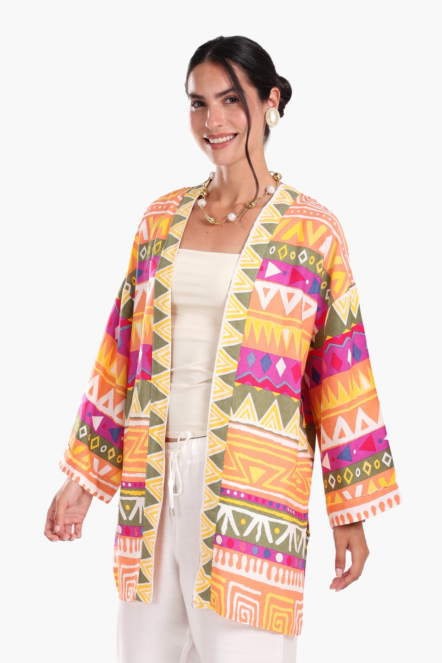 كارينا - كيمونو مطبوع مع حزام خصر