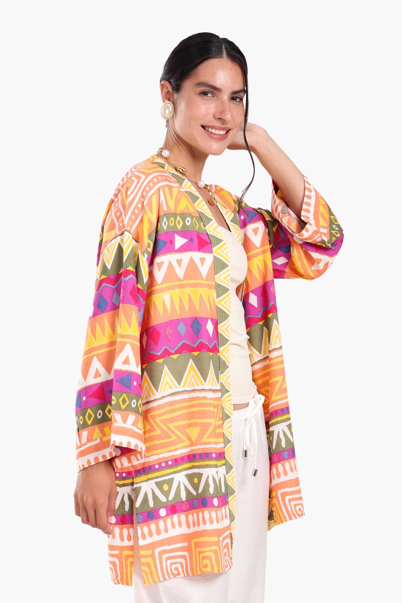 كارينا - كيمونو مطبوع مع حزام خصر