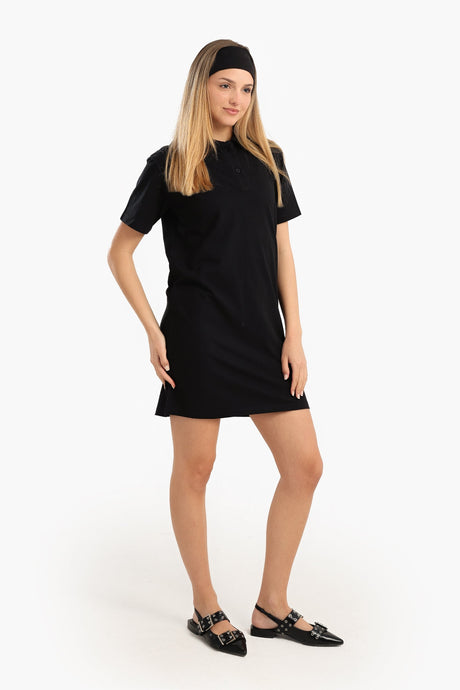 Carina - Cotton Collared Short Dress