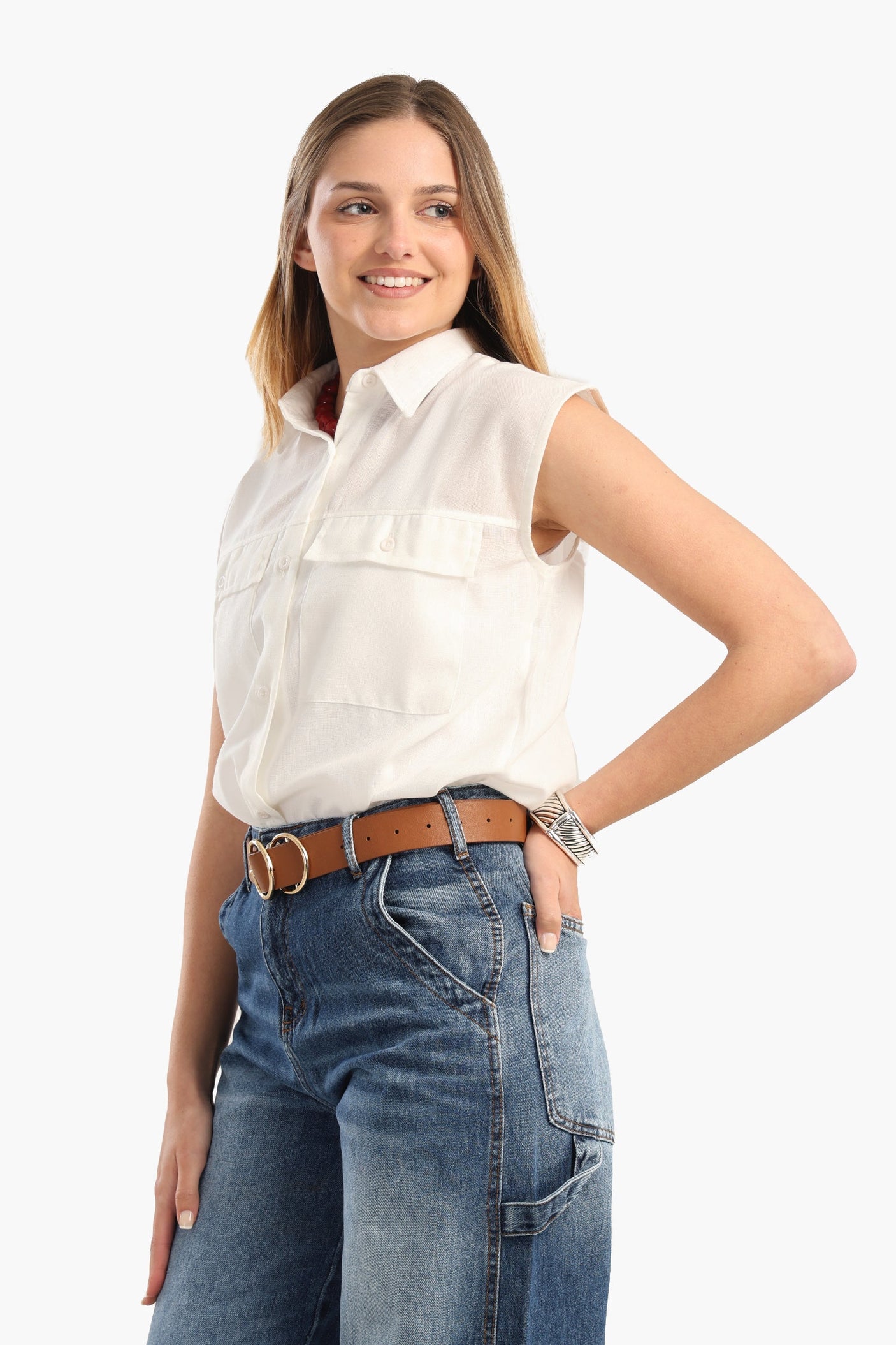 كارينا - قميص كلاسيكي من مزيج القطن