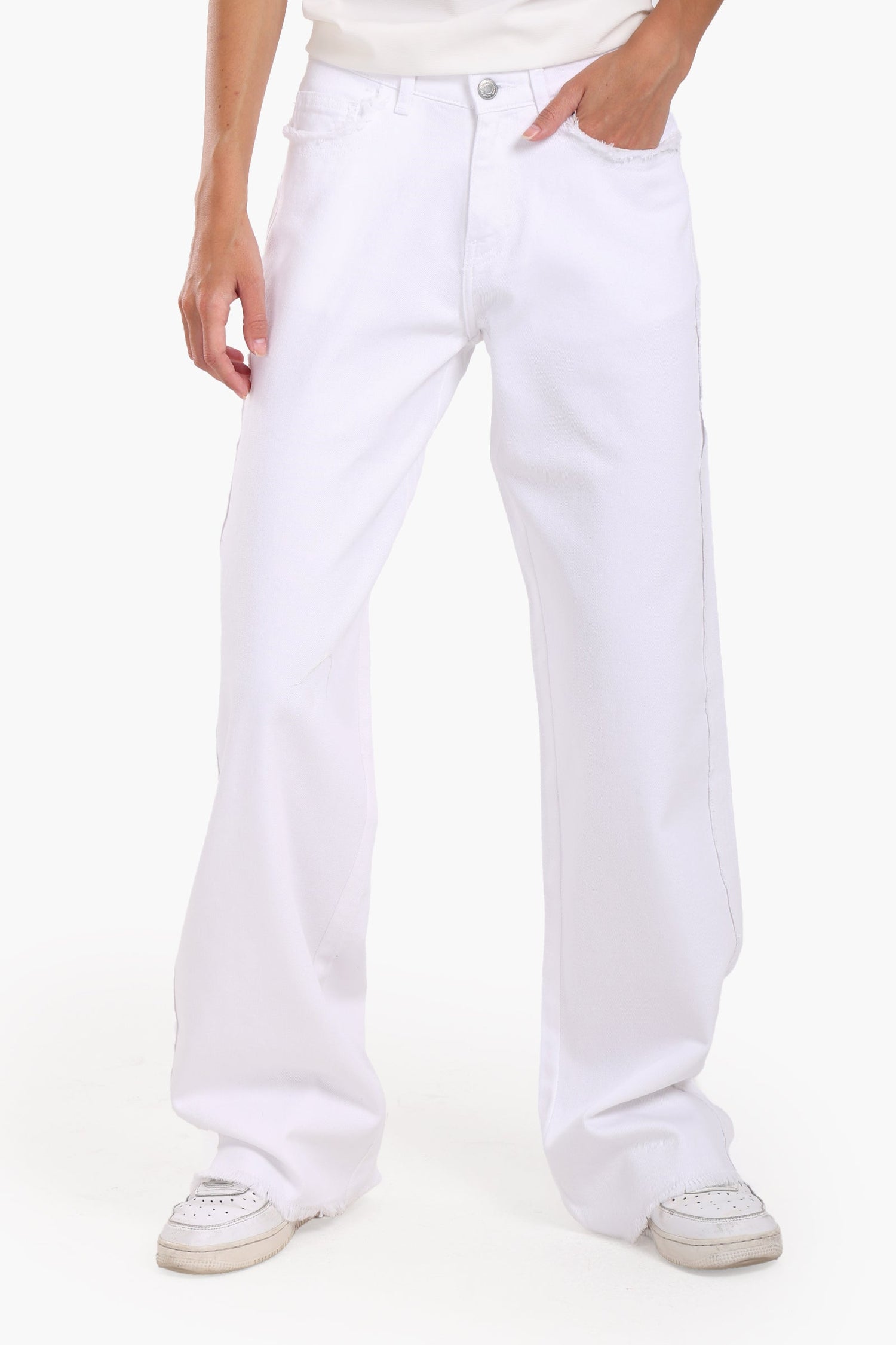 Clue - White Denim with Fringes