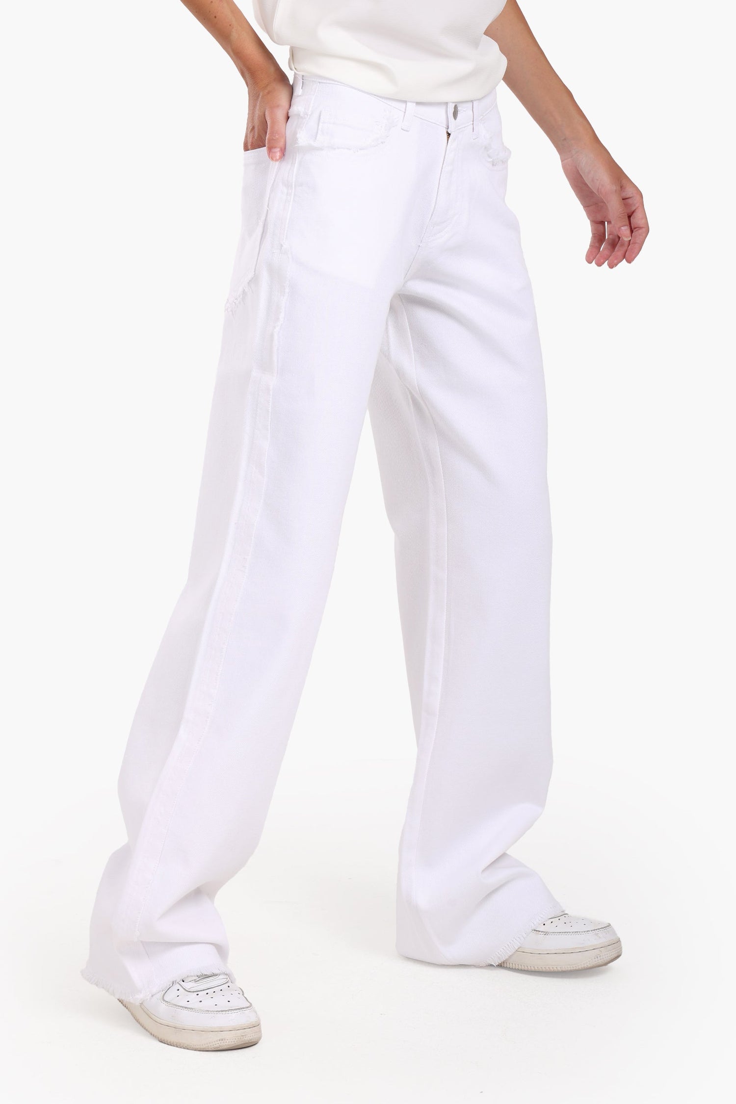 Clue - White Denim with Fringes