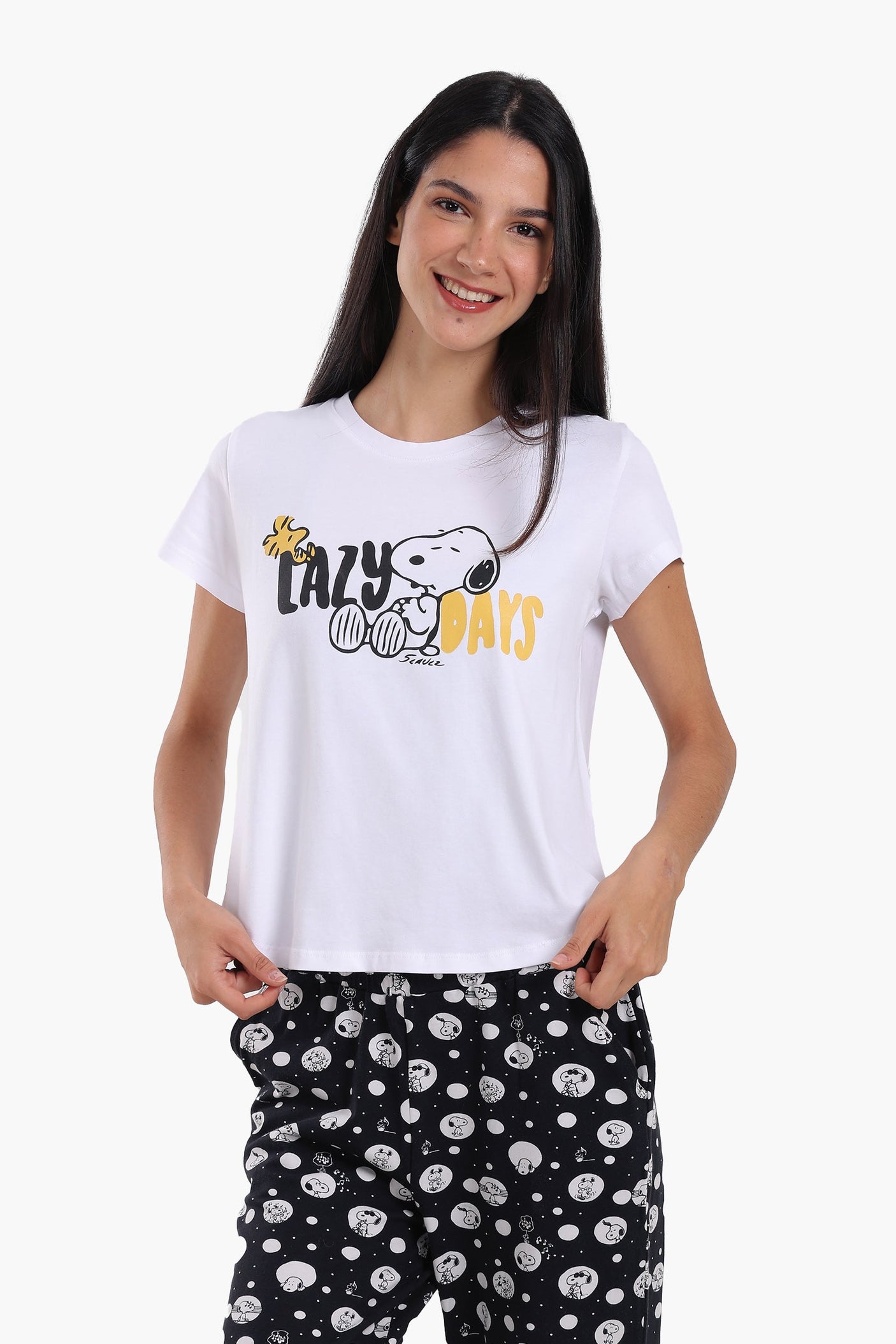 كارينا - طقم بيجامة قطنية بأكمام قصيرة