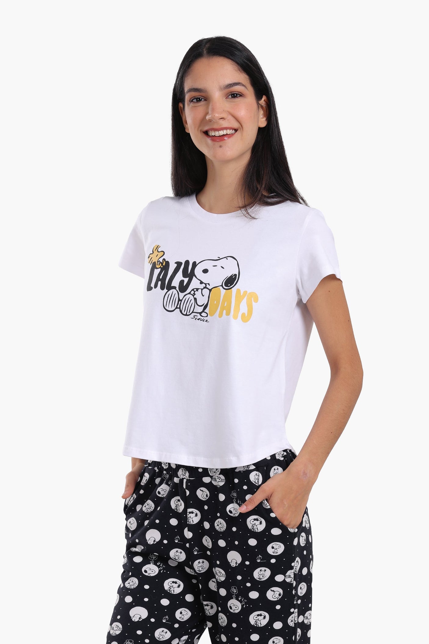 كارينا - طقم بيجامة قطنية بأكمام قصيرة