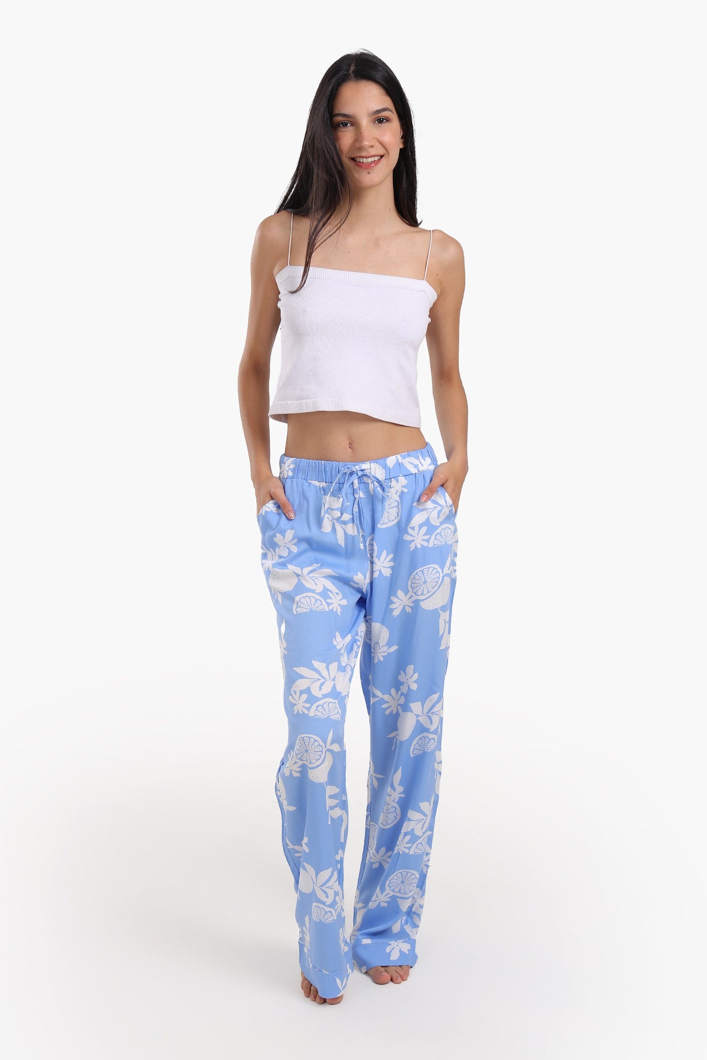 كارينا - بنطلون بيجاما مطبوع من الفيسكوز