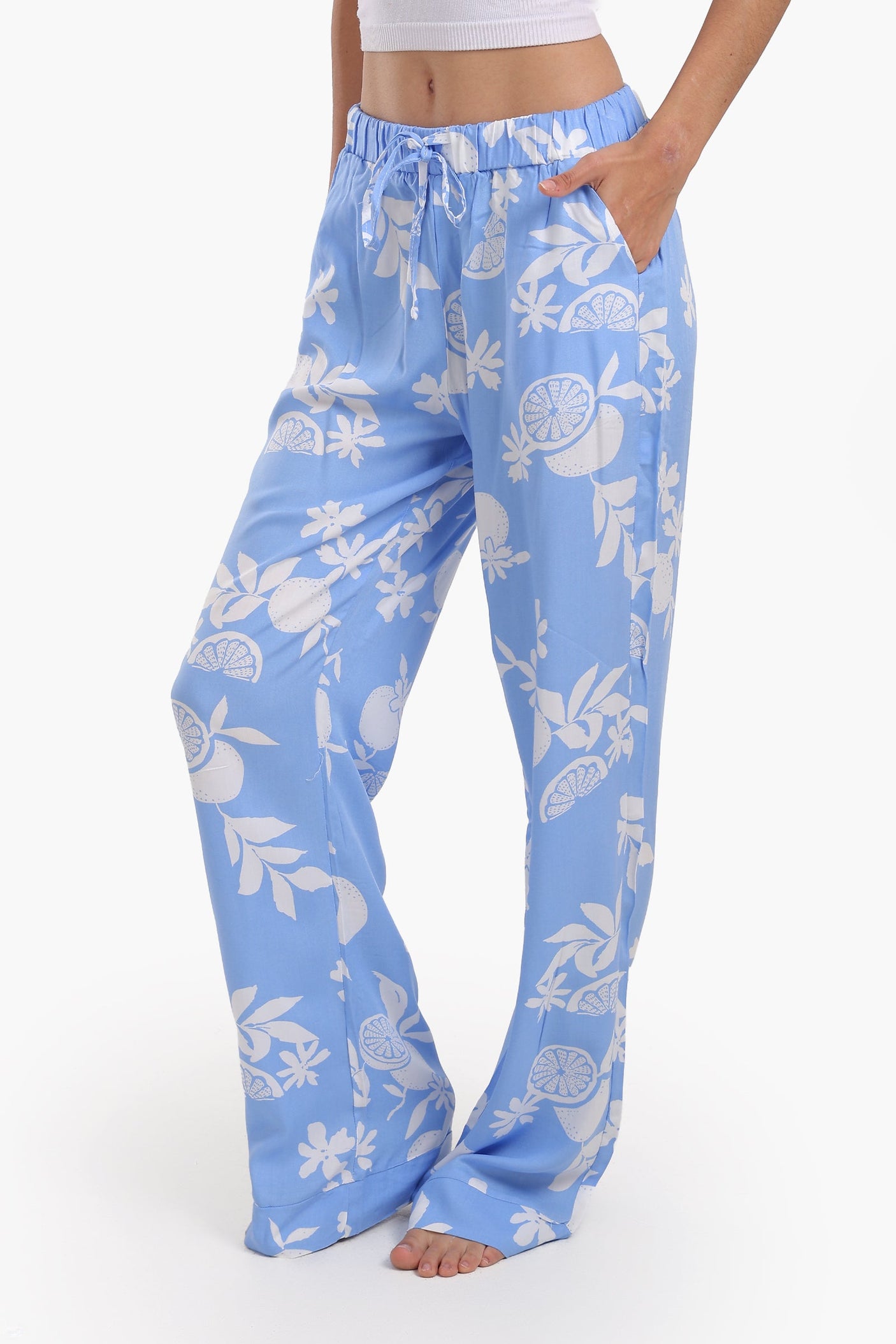 كارينا - بنطلون بيجاما مطبوع من الفيسكوز