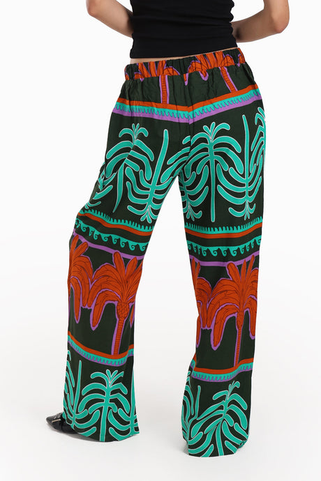 Carina - Colored Palm Print Pants