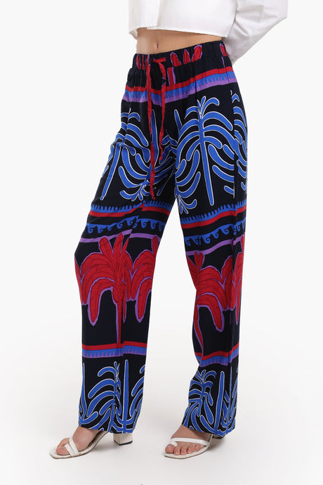 Carina - Colored Palm Print Pants