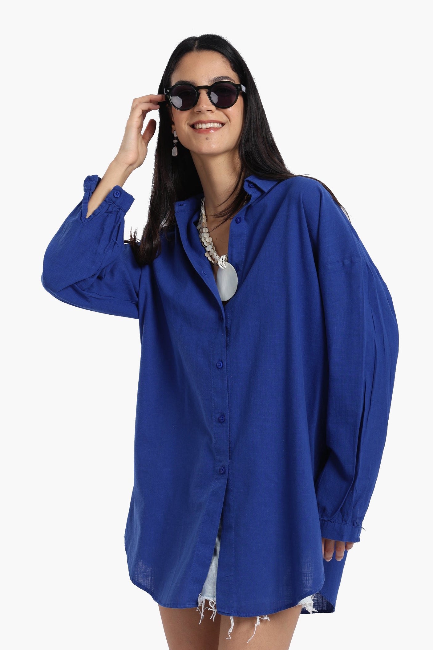 كارينا - قميص كتان منسدل الكتفين