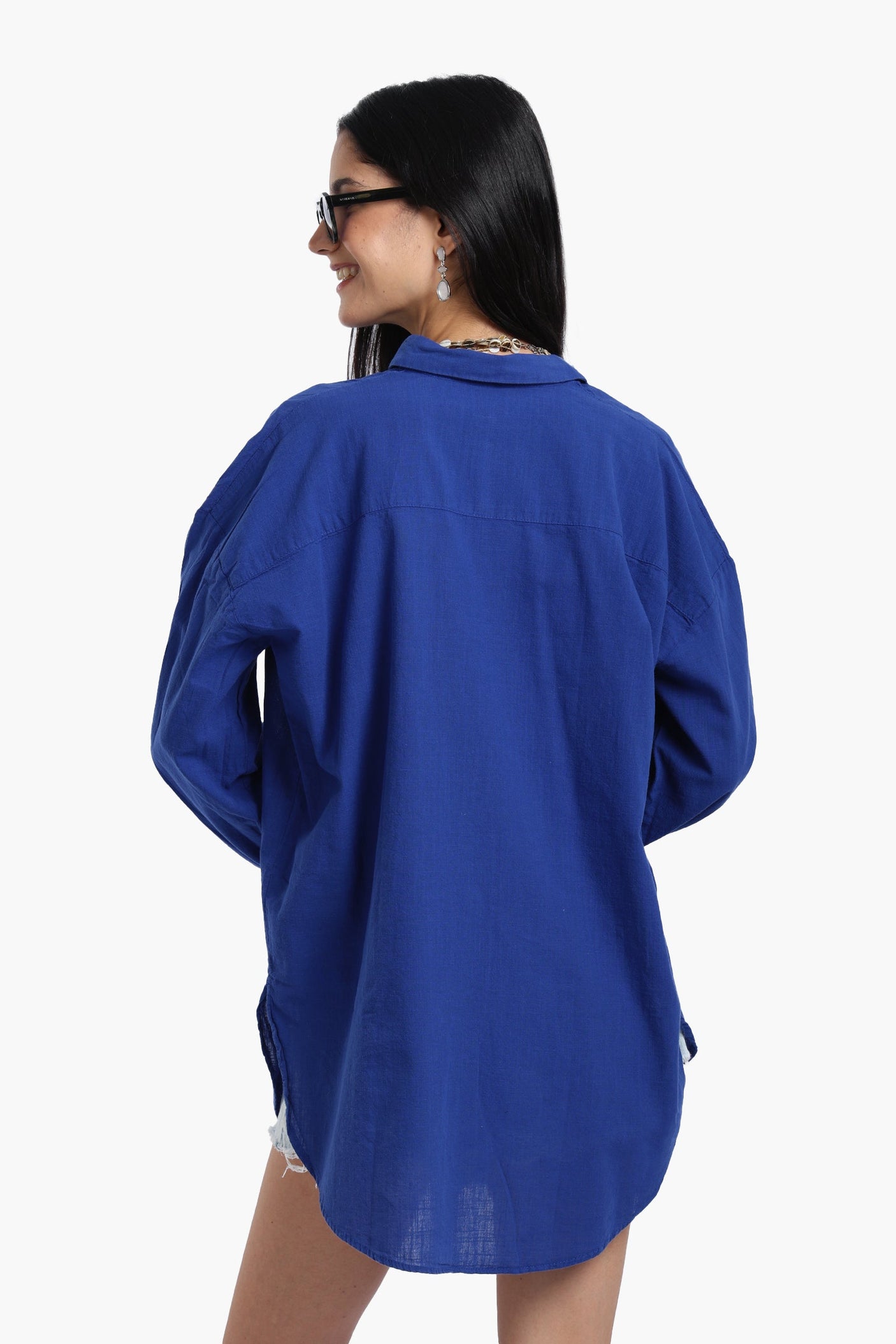 كارينا - قميص كتان منسدل الكتفين