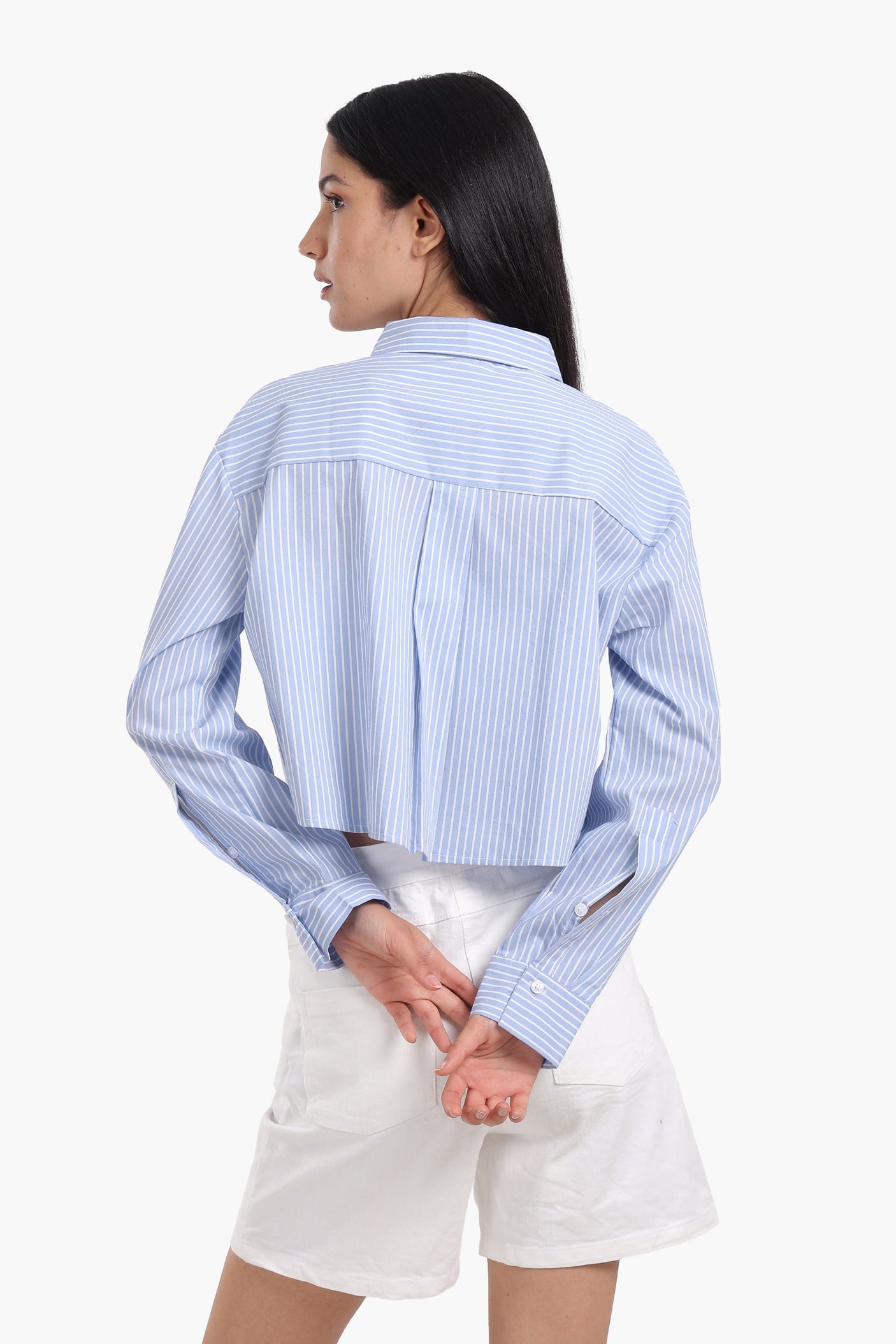 Carina - Poplin Striped Cropped Shirt